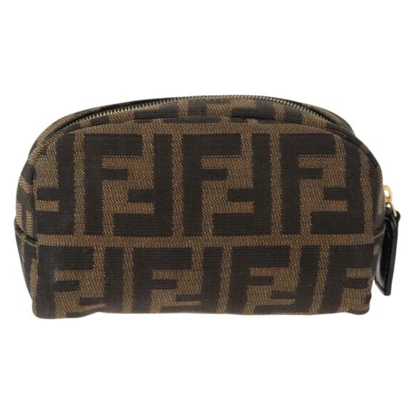 FENDI Zucca Canvas Pouch Black Brown Auth 121373 - Picture 2 of 16